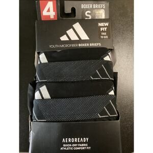 adidas Boys' New Fit Microfiber Youth Boxer Brief Underwear, 4 Pack, SMALL 6-8